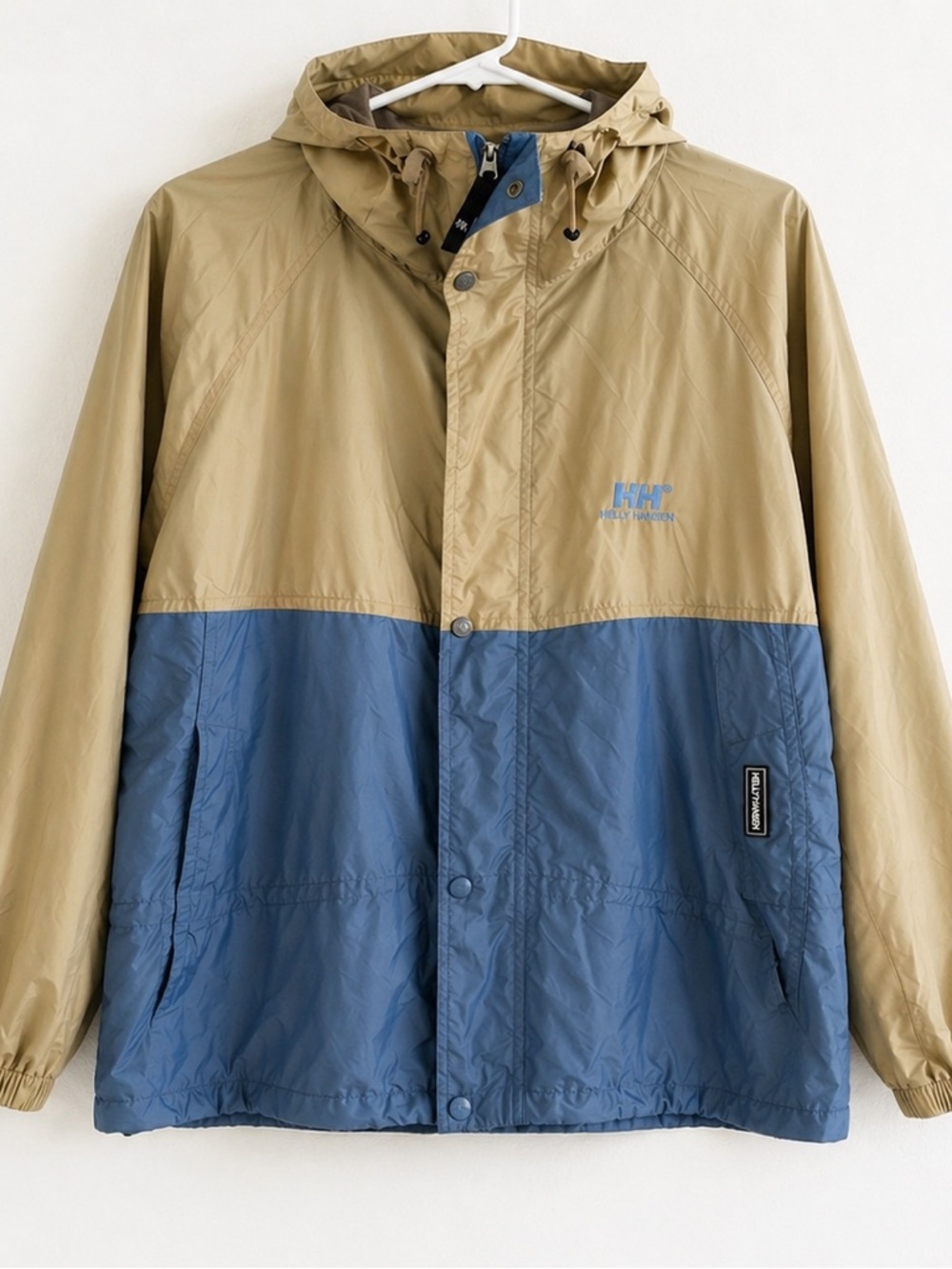 Helly Hansen Two-Tone Hooded Windbreaker Jacket - Tan & Blue